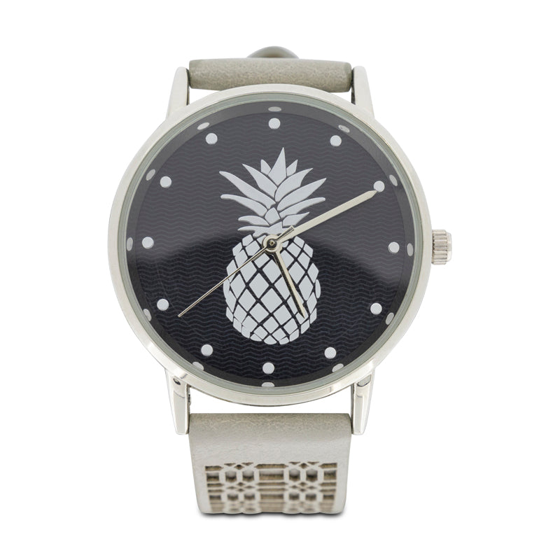Jessica Carlyle Women's SIlver Pineapple Watch And Bracelet Set 1801