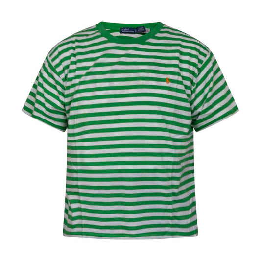 Polo Ralph Lauren Women's Striped T-Shirt Green & White X Large