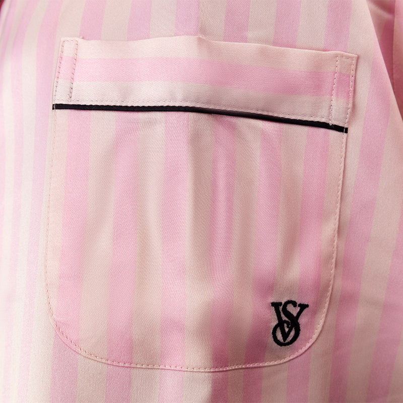 Victoria's Secret Satin Striped Short Pyjamas Pink X Large