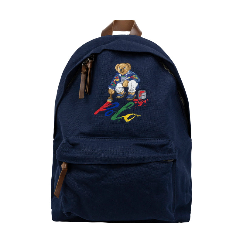 Ralph Lauren Painting Polo Bear Canvas Backpack Navy