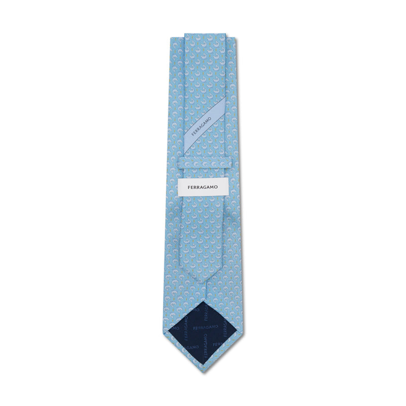 Salvatore Ferragamo Silk Dolphin Print Tie Light Blue