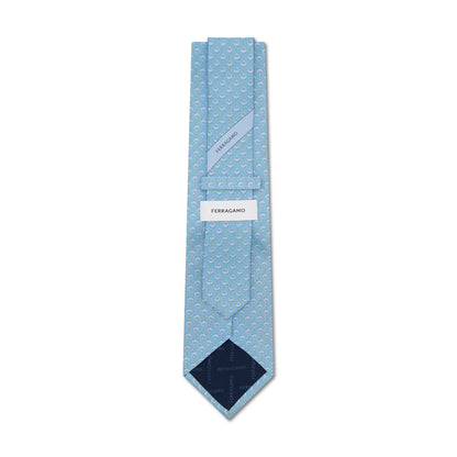 Salvatore Ferragamo Silk Dolphin Print Tie Light Blue