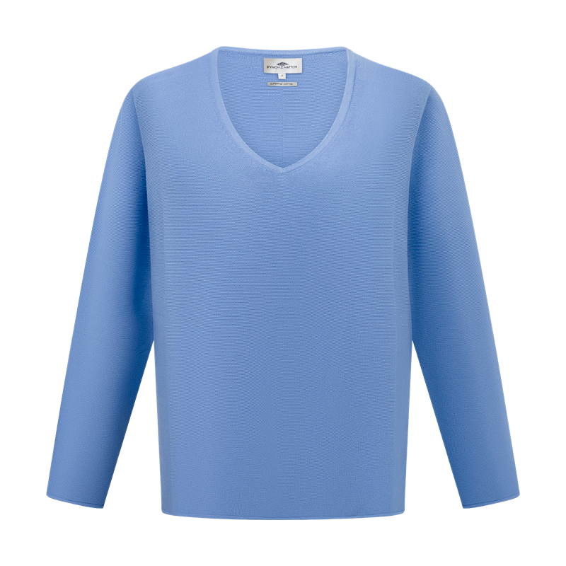 Fynch Hatton Knitted Women's V-Neck Jumper Sky Blue