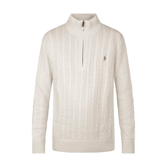 Ralph Lauren Polo Cable-Knit Wool Quarter-Zip Jumper Cream