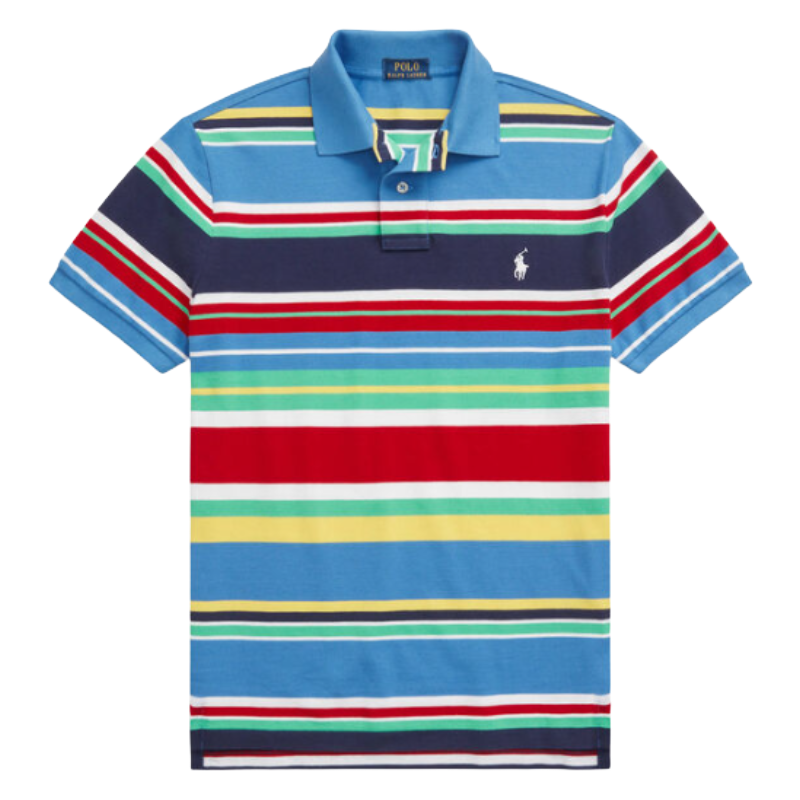 Ralph Lauren Men's Blue/Multi Cotton Polo Shirt Medium
