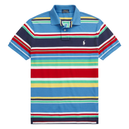 Ralph Lauren Men's Blue/Multi Cotton Polo Shirt Medium