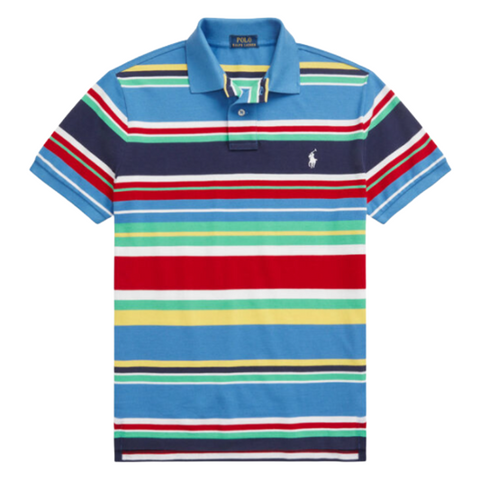 Ralph Lauren Men's Blue/Multi Cotton Polo Shirt Medium