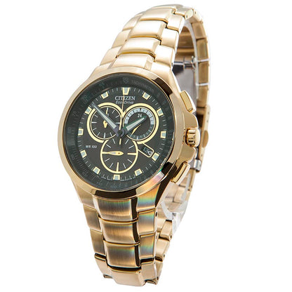 Citizen AT0902-59E Gold Plated Eco Drive Chronograph Watch 