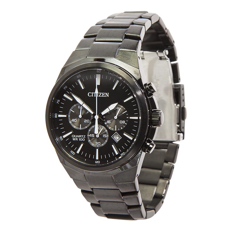 Citizen chronograph sale wr100 black