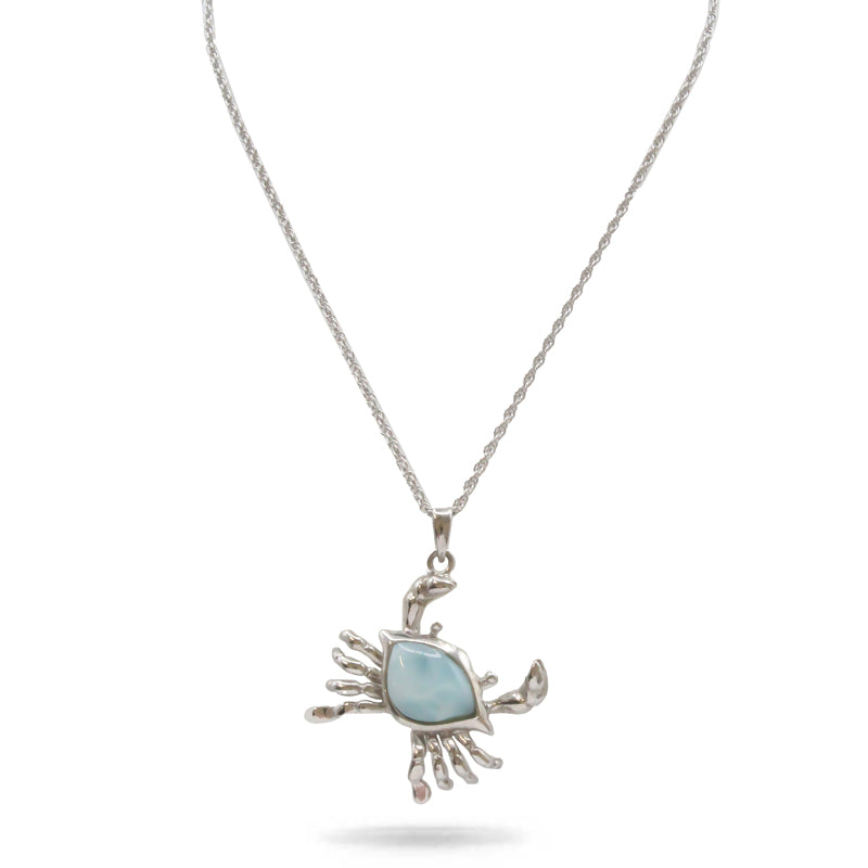 Marahlago Crab Necklace Larimar Silver