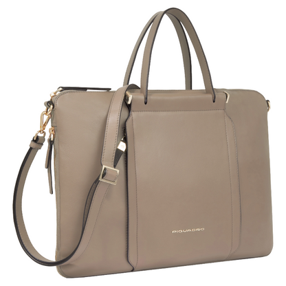 Piquadro Leather Laptop Bag 15.6 inch Office Circle Beige CA4021W92