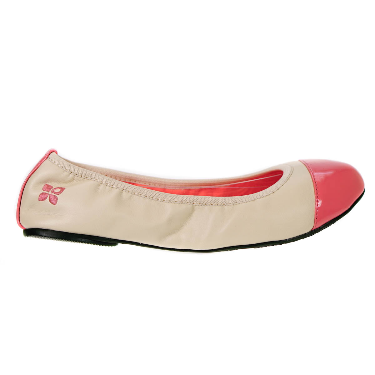 Butterfly Twists Fold Up Ballerina Shoes Nude & Coral