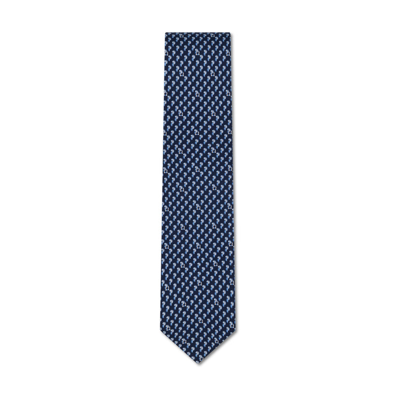 Salvatore Ferragamo Silk Animal Print Tie Blue