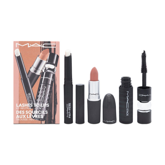 MAC Lashes To Lips Kit Neutral Velvet Teddy Lipstick & Black Stack Mascara