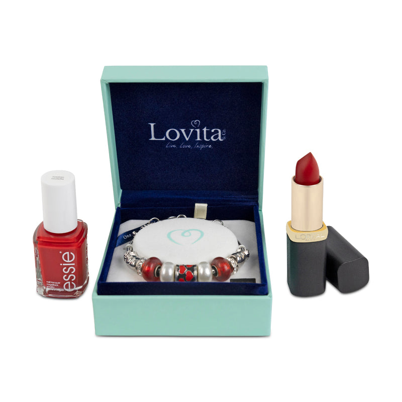 Lovita Gift Set: Bracelet, Lipstick & Nail Polish