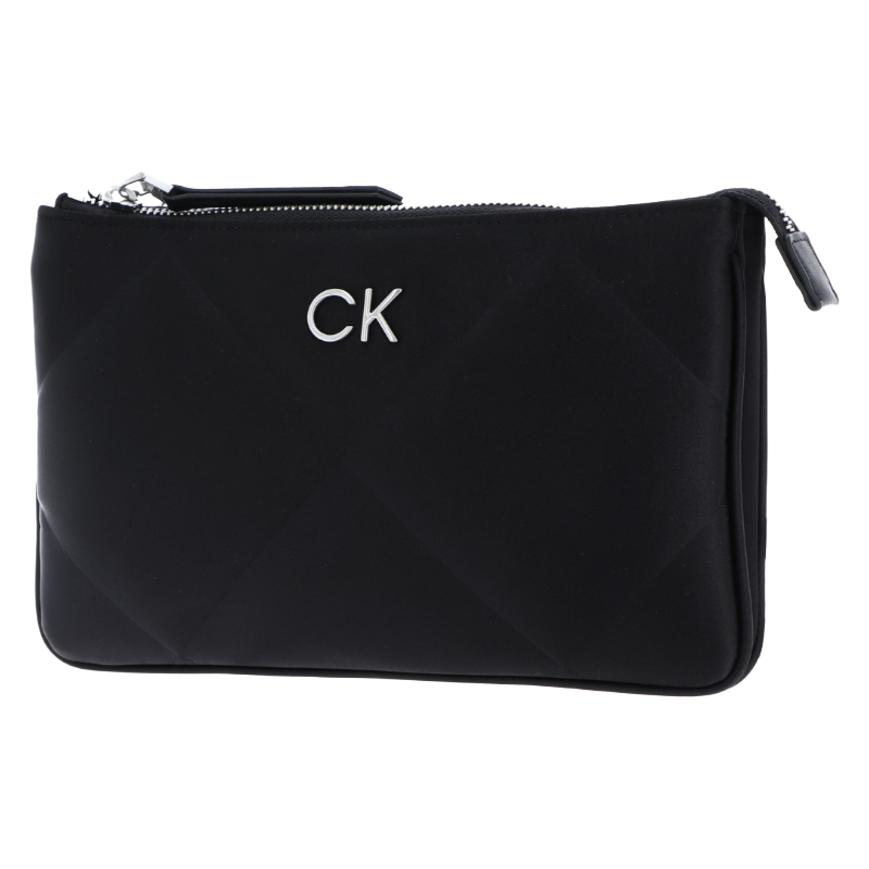 Calvin Klein Re-Lock Quilt Black Satin Crossbody Bag