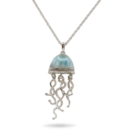 Marahlago Larimar Jellyfish Sterling Silver Necklace 