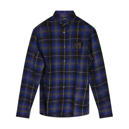 Armani Men's Blue & Black Check Shirt - Small