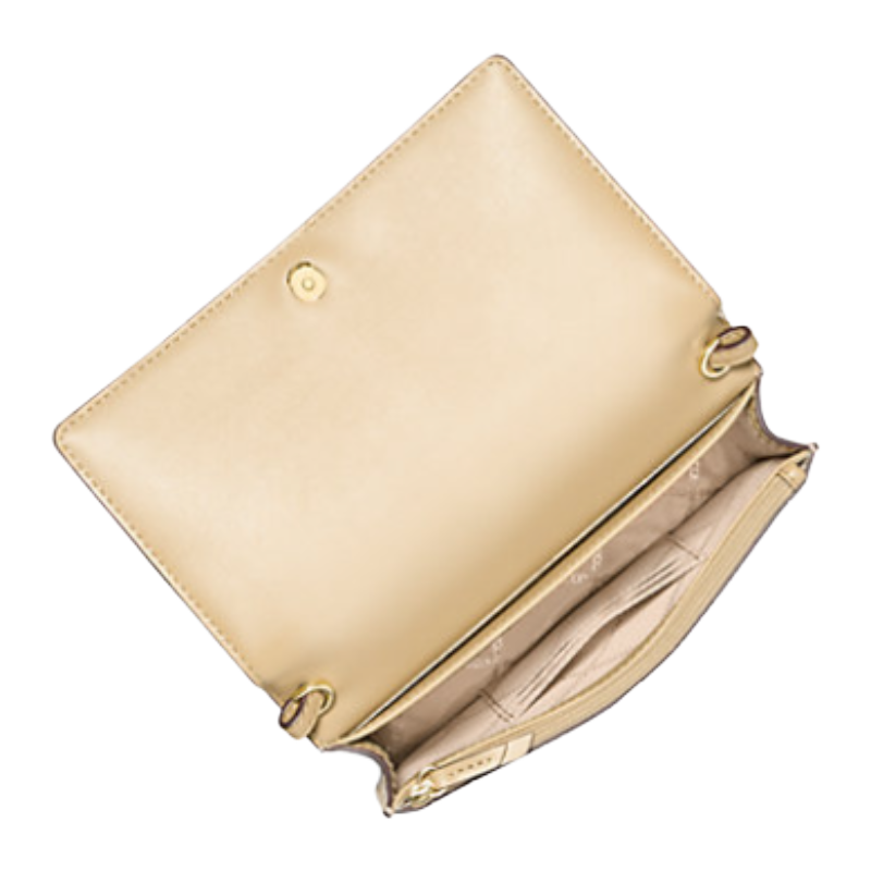 Michael Kors Jet Set Medium Metallic Crocodile Embossed Leather Crossbody Bag Pale Gold