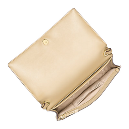 Michael Kors Jet Set Medium Metallic Crocodile Embossed Leather Crossbody Bag Pale Gold