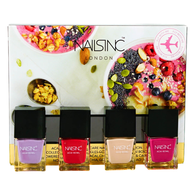 Nails Inc Nail Polish Set Red Pink Neutral Lilac 4 x 5ml