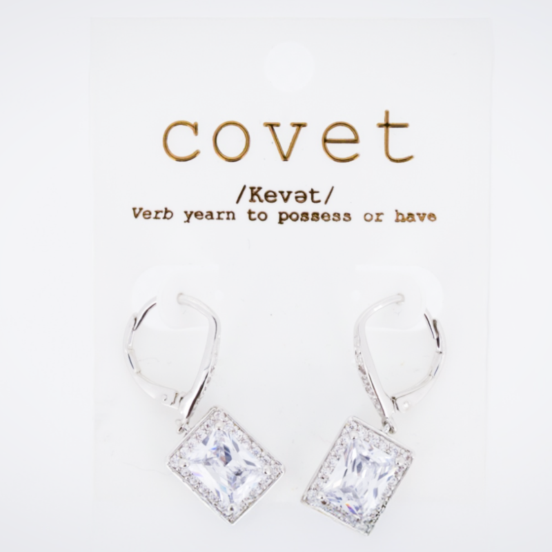 Covet Cubic Zirconia Square Drop Earrings DF3135R