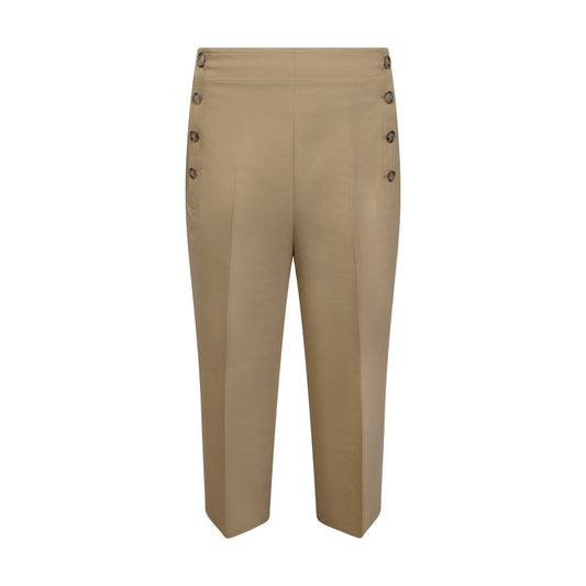 Ralph Lauren Polo Wide Leg Cropped Trousers Beige Women's