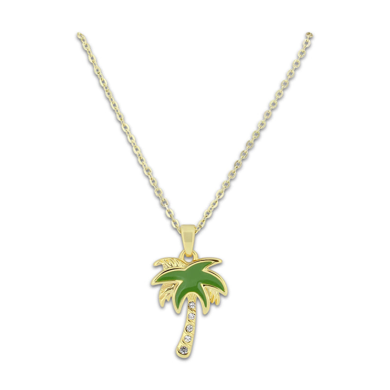 Khloelle Gold and Green Palm Tree Necklace LC0070817