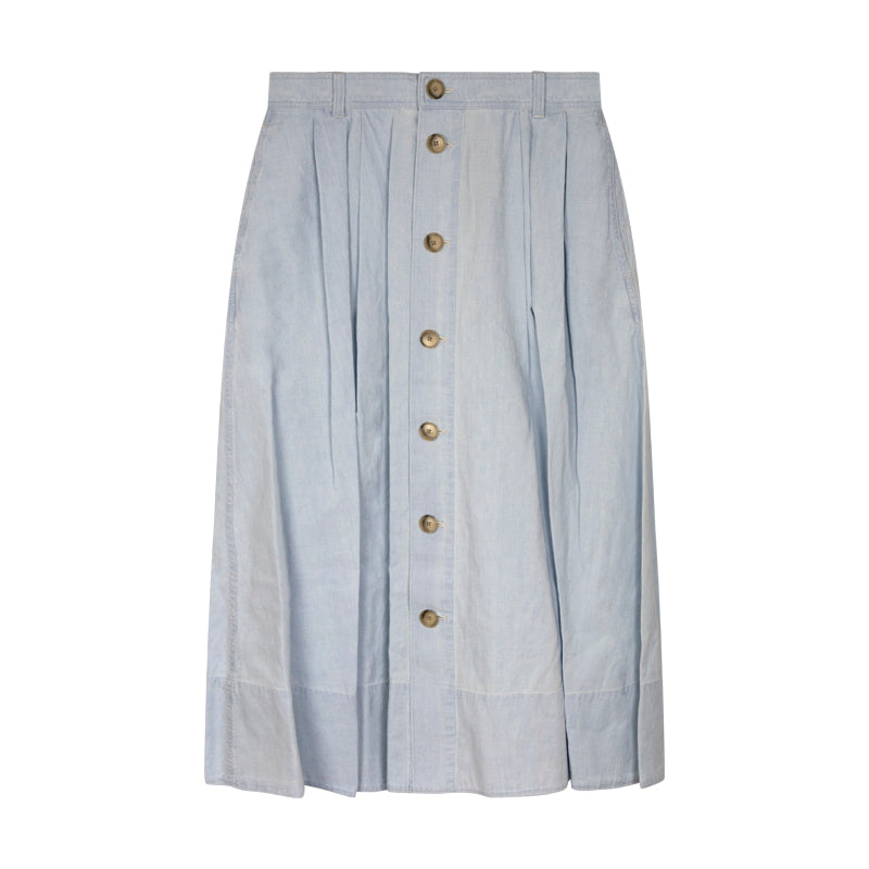 Ralph Lauren Polo Cotton Pleated Midi Skirt Blue Women's