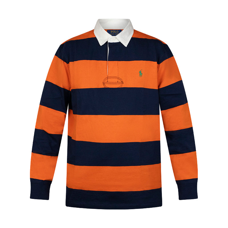 Ralph Lauren Polo The Iconic Rugby Shirt Sweatshirt Orange & Blue