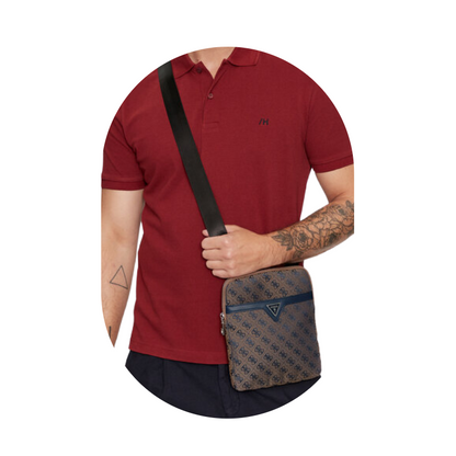 Guess Men's Brown & Blue Crossbody Shoulder Bag