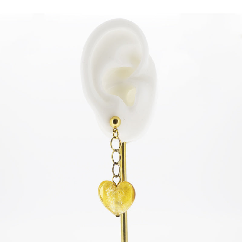 Antica Murrina Gold Glass Heart Earrings