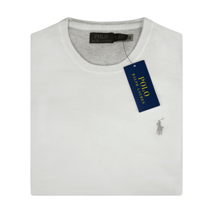 Ralph Lauren Polo Textured Cotton Crewneck Jumper White