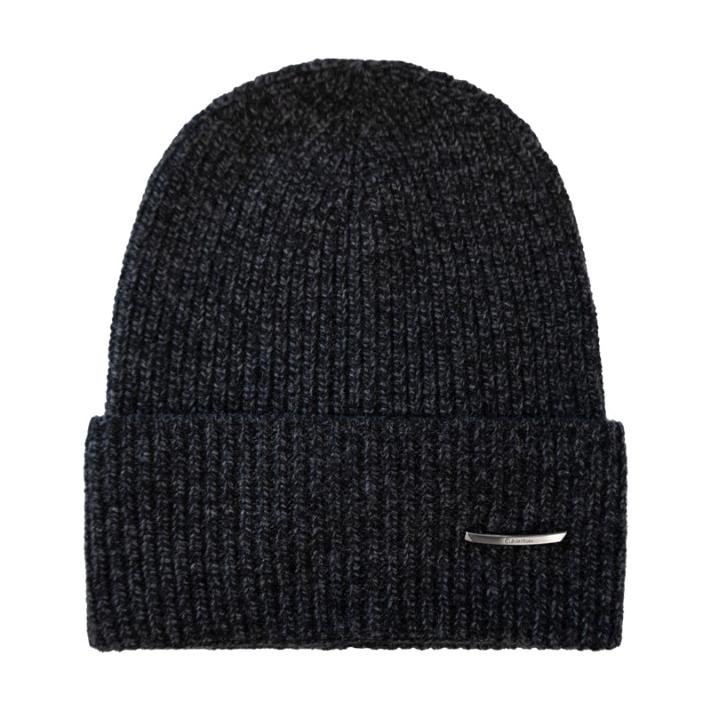 Calvin Klein Pyramid Plaque Beanie Hat Black - One Size