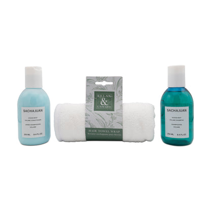 Sachajuan Ocean Mist Hair Care Gift Set - Shampoo Condtioner Towel Wrap