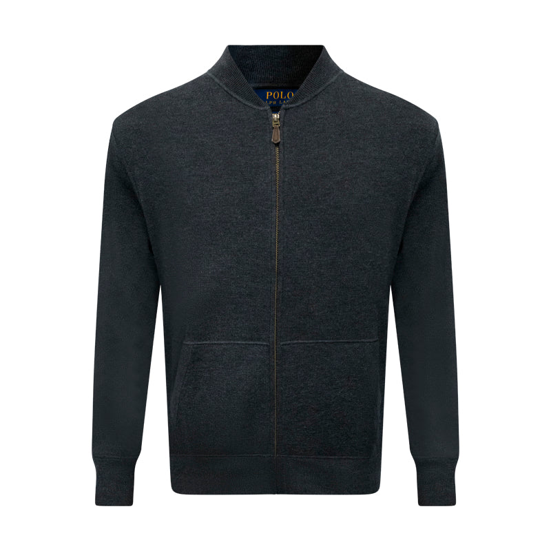 Ralph Lauren Men's Merino Wool Full Zip Jumper Grey 