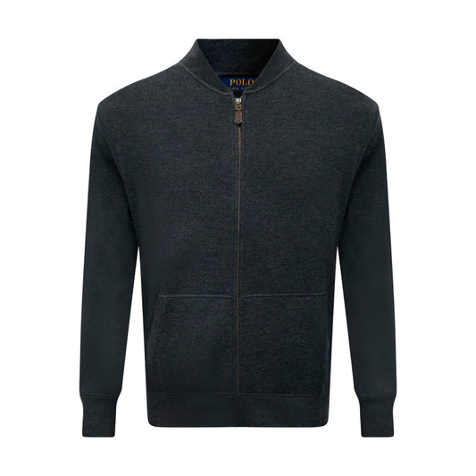 Ralph Lauren Men's Merino Wool Full Zip Jumper Grey 