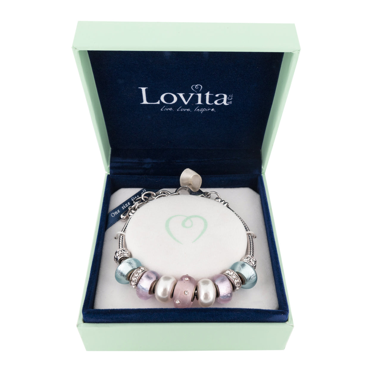 Lovita Charm Bracelet Sky Blue And Pink Charms