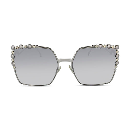 Fendi Silver Oval Oversized Sunglasses FF0259/S 010IC *Ex Display*