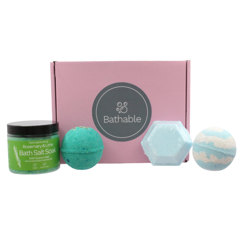 Bathable Rosemary & Lime Bath Bomb & Salt Soak Gift Set