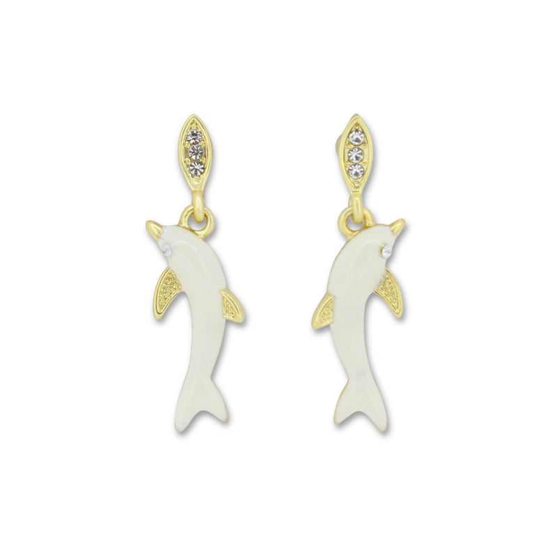 Khloelle White Dolphin Earrings LC0070828