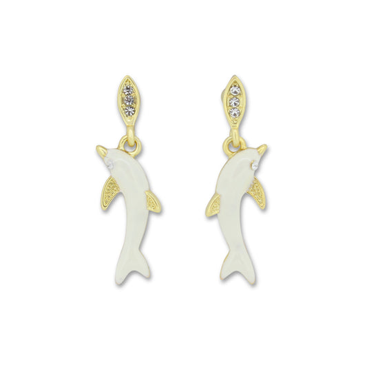 Khloelle White Dolphin Earrings LC0070828