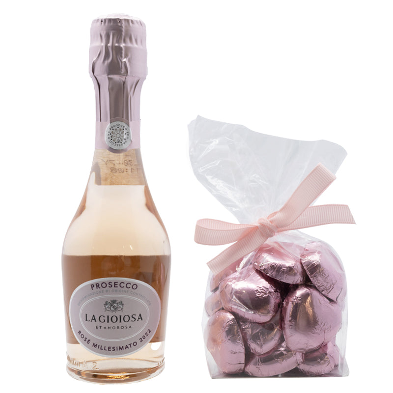 La Gioiosa Rose Millesimato Pink Prosecco 20cl and Chocolates