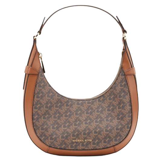 Michael Kors Preston Small Signature Logo Leather Shoulder Bag Brown