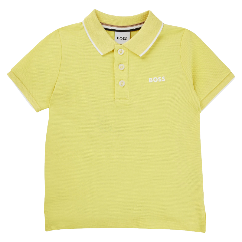 Hugo Boss Boys Polo Shirt Yellow with Logo & Stripes