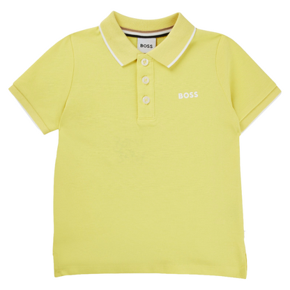 Hugo Boss Boys Polo Shirt Yellow with Logo & Stripes