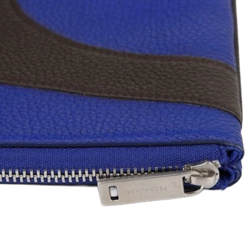 Salvatore Ferragamo Black & Blue Leather Cut-Out Leather Handbag Pouch