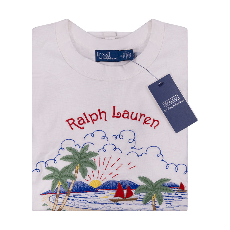 Ralph Lauren Polo Beach Linen Oversized T-Shirt Antique Cream Women's