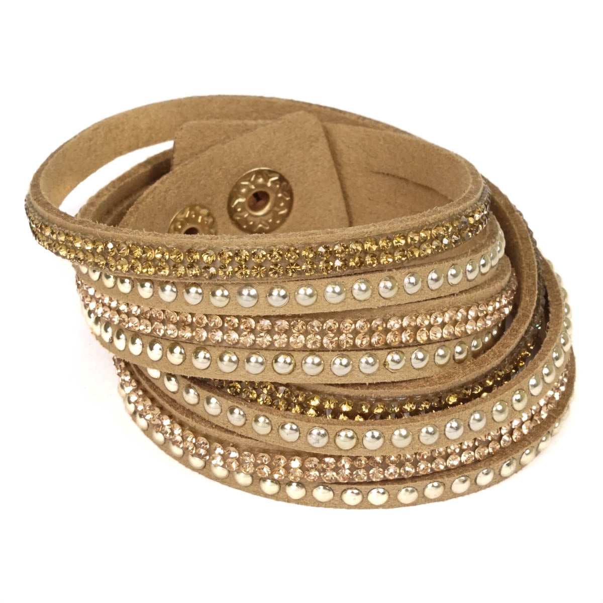 Crystal Double Wrap Slake Bracelet By Hunki Dori