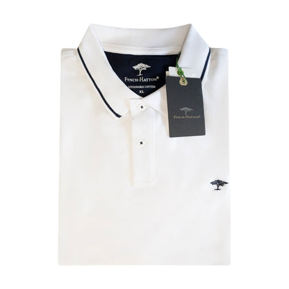 Fynch Hatton Men's Striped Collar Polo Shirt White